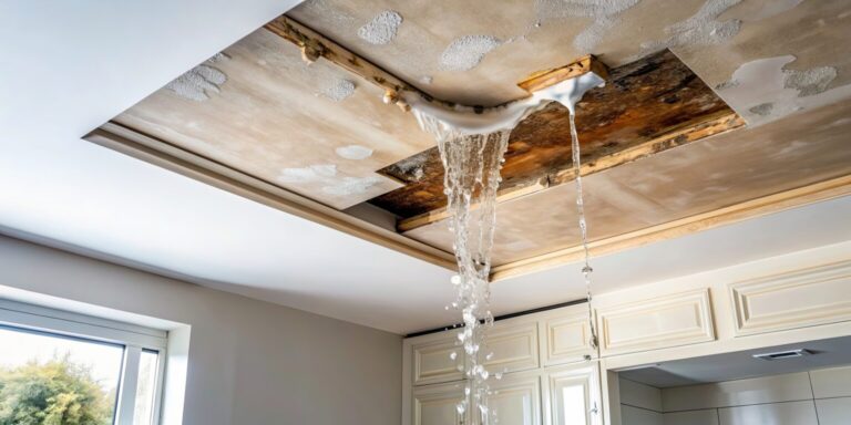 Severe ceiling water damage in Livonia home with active leak and structural deterioration requiring emergency water damage restoration by Paul Davis Restoration of Livonia/Farmington MI